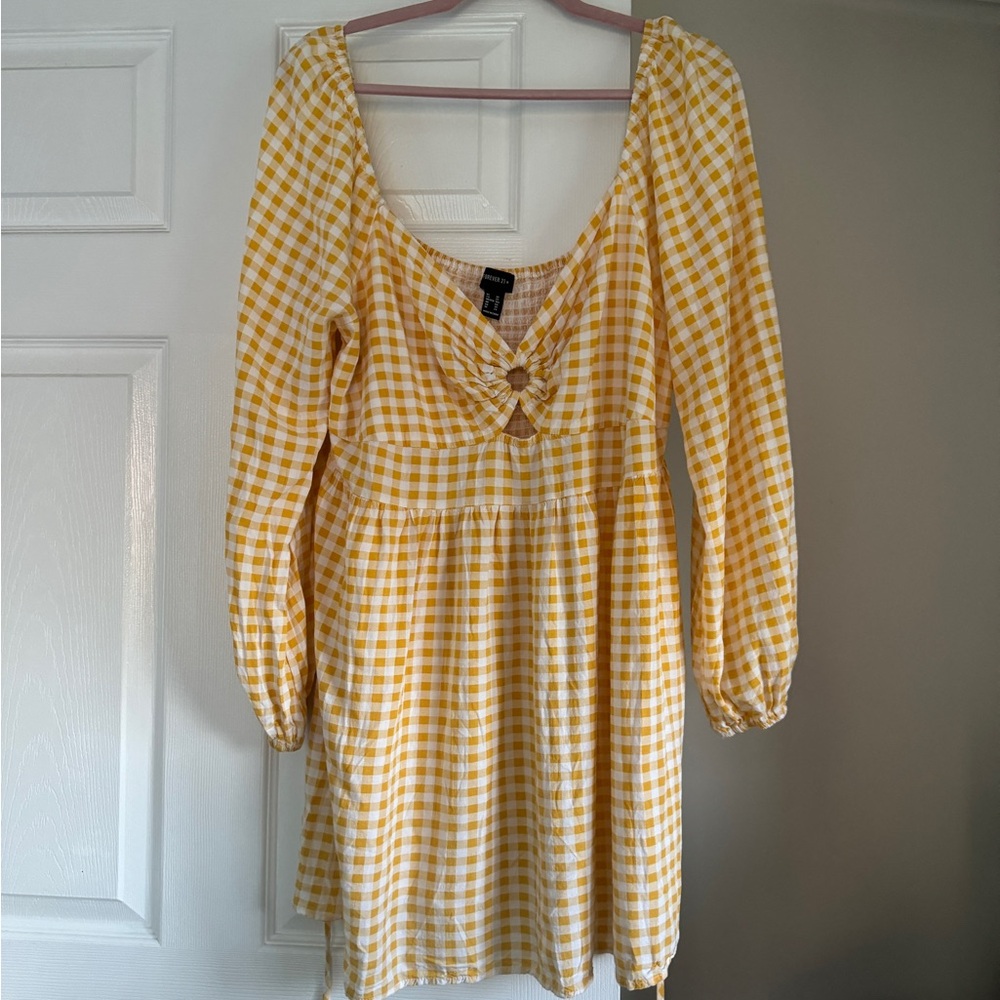 Forever21+ yellow gingham checkered dress/shirt 3xl